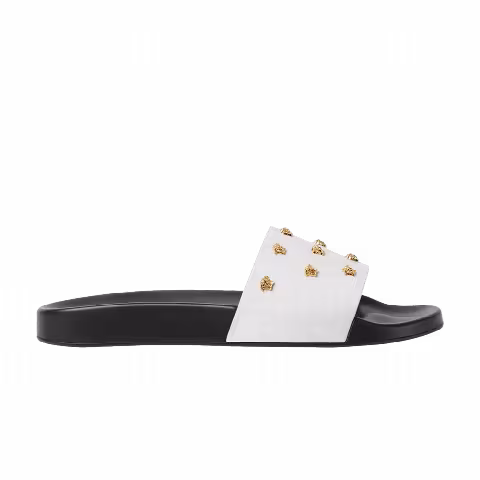 Versace Medusa Stud Leather Slide 'White'