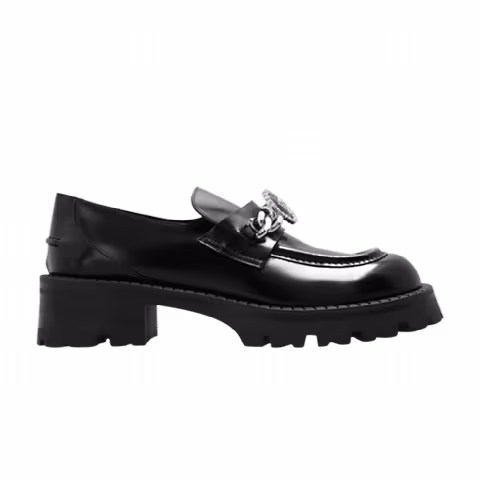 Versace Wmns Calf Leather Loafers 'Black Palladium'
