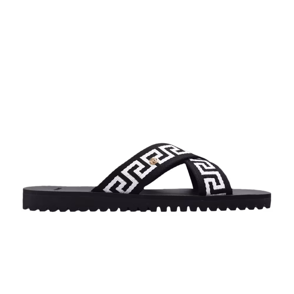 Versace Nastro Greca Sandal Black White