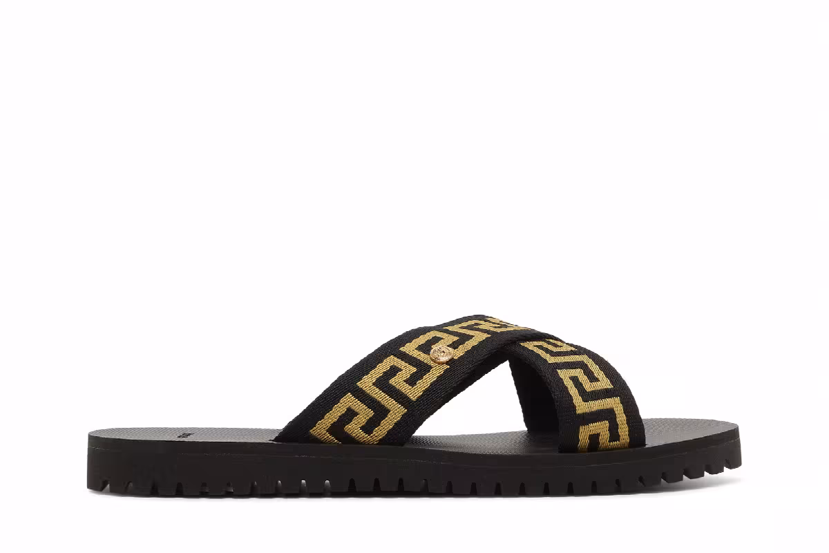 Versace Nastro Greca Sandal Black Gold, view 2