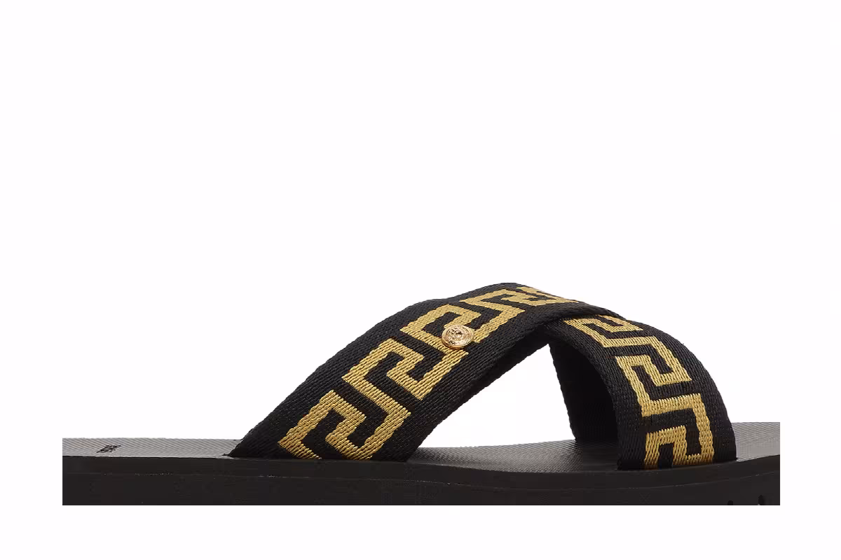 Versace Nastro Greca Sandal Black Gold, view 3
