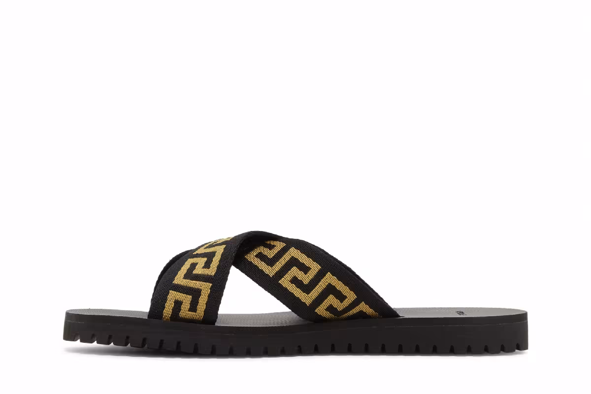 Versace Nastro Greca Sandal Black Gold, view 4