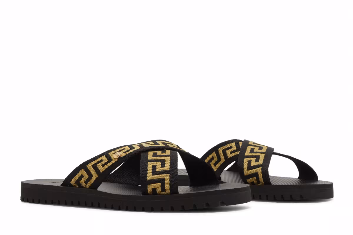 Versace Nastro Greca Sandal Black Gold, view 9