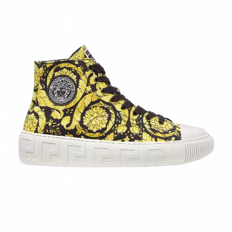 Versace Wmns Greca High 'Barocco Print - Black Yellow'