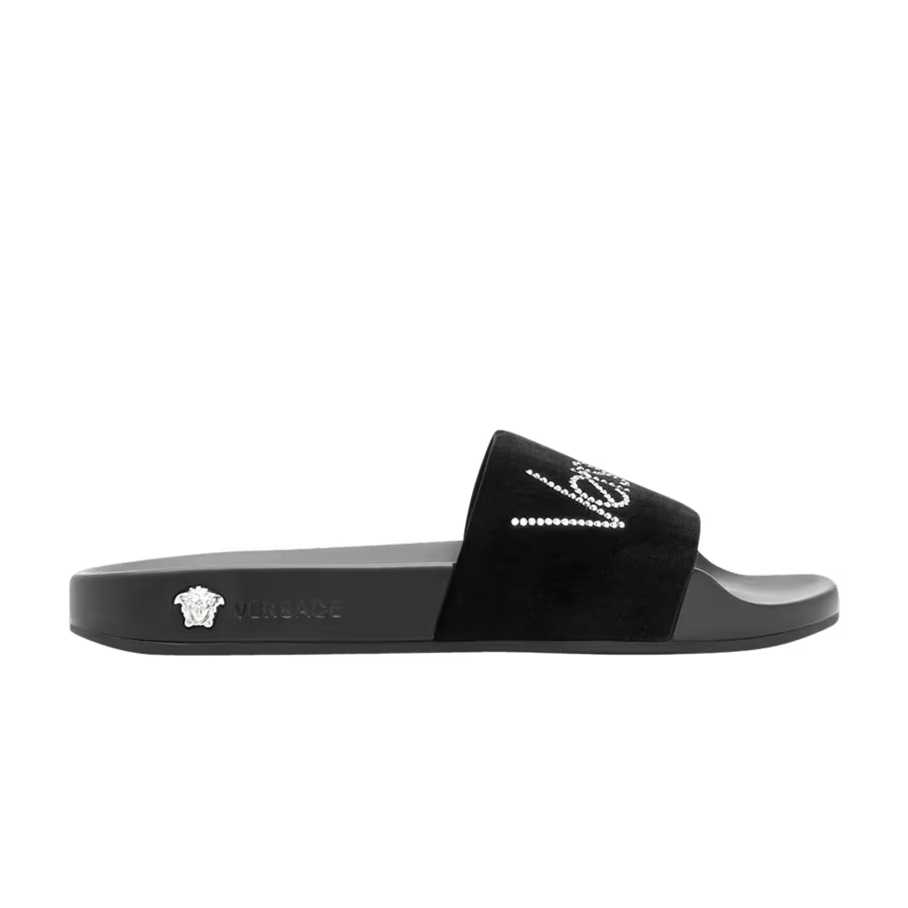 Versace Women's Slide Rhinestone - Black