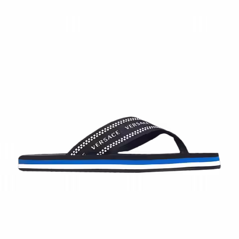 Versace Greca Thong Flip Flops 'Black Blue'