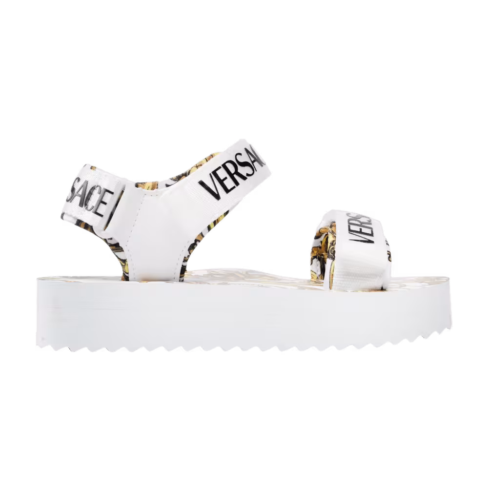Versace Women's Garland Logo Platform Sandal Baroque Print - White