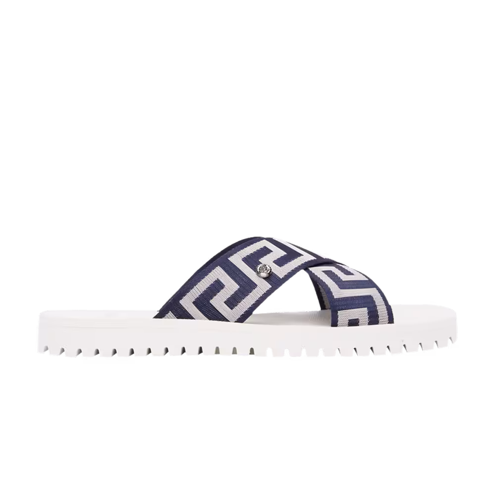 Versace Nastro Greca Sandal White Navy