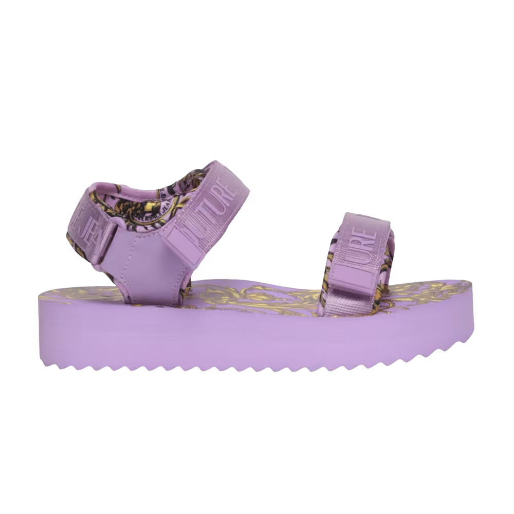 Versace Women's Garland Logo Platform Sandal Baroque Print - Purple