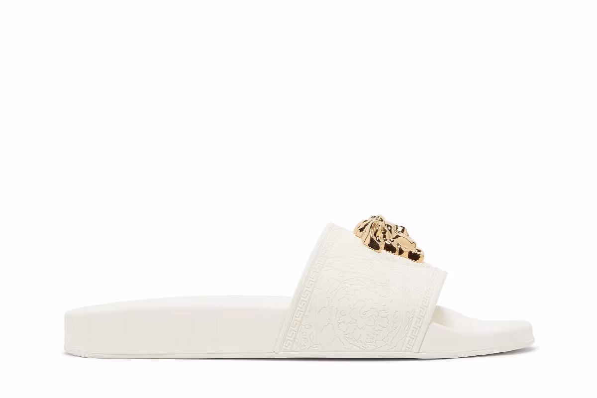 Versace Women's Palazzo Pool Slides White Gold, view 2