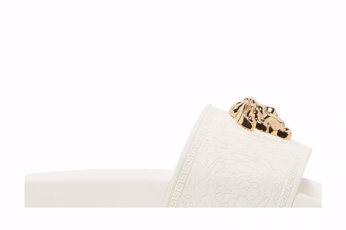 Versace Women's Palazzo Pool Slides White Gold, view 3