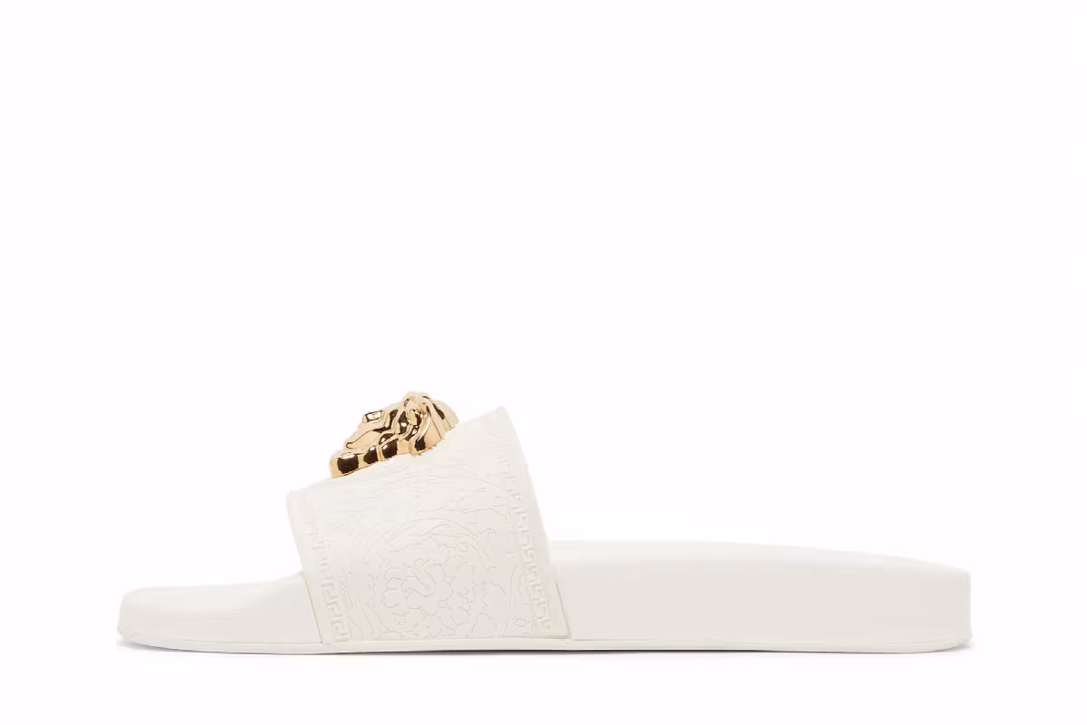 Versace Women's Palazzo Pool Slides White Gold, view 4