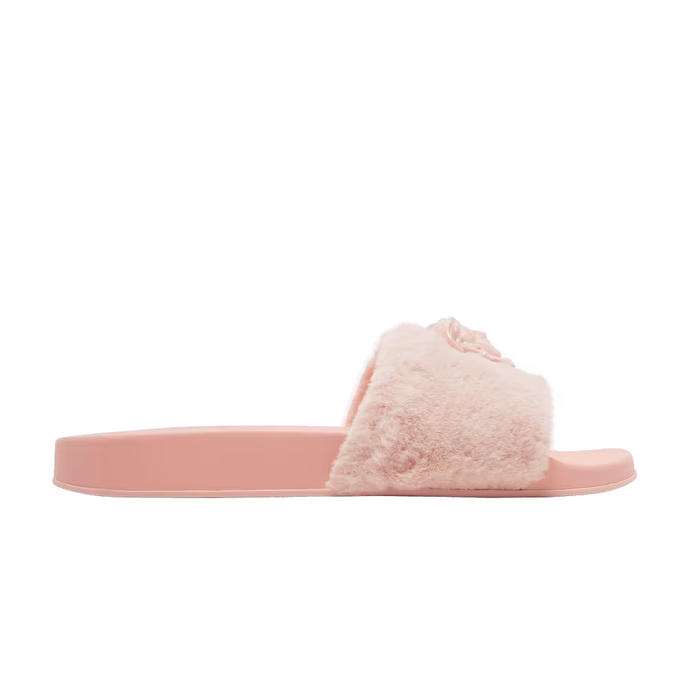 Versace Women's La Medusa Faux Fur Slide Pale Pink