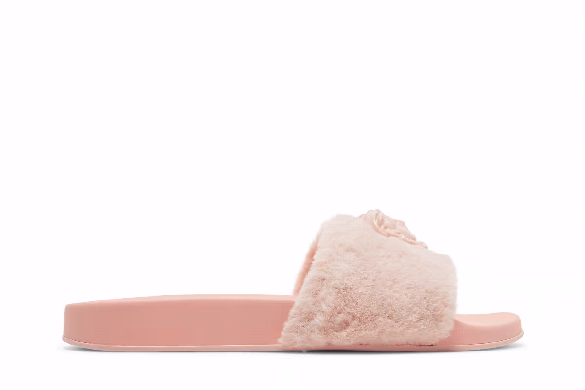 Versace Women's La Medusa Faux Fur Slide Pale Pink, view 2