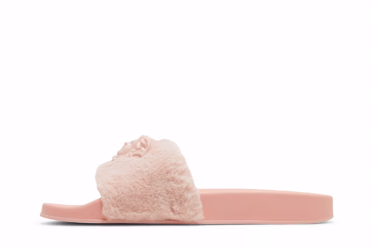 Versace Women's La Medusa Faux Fur Slide Pale Pink, view 4