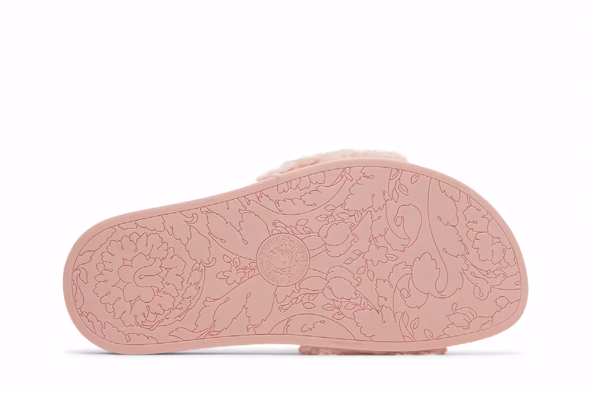Versace Women's La Medusa Faux Fur Slide Pale Pink, view 5