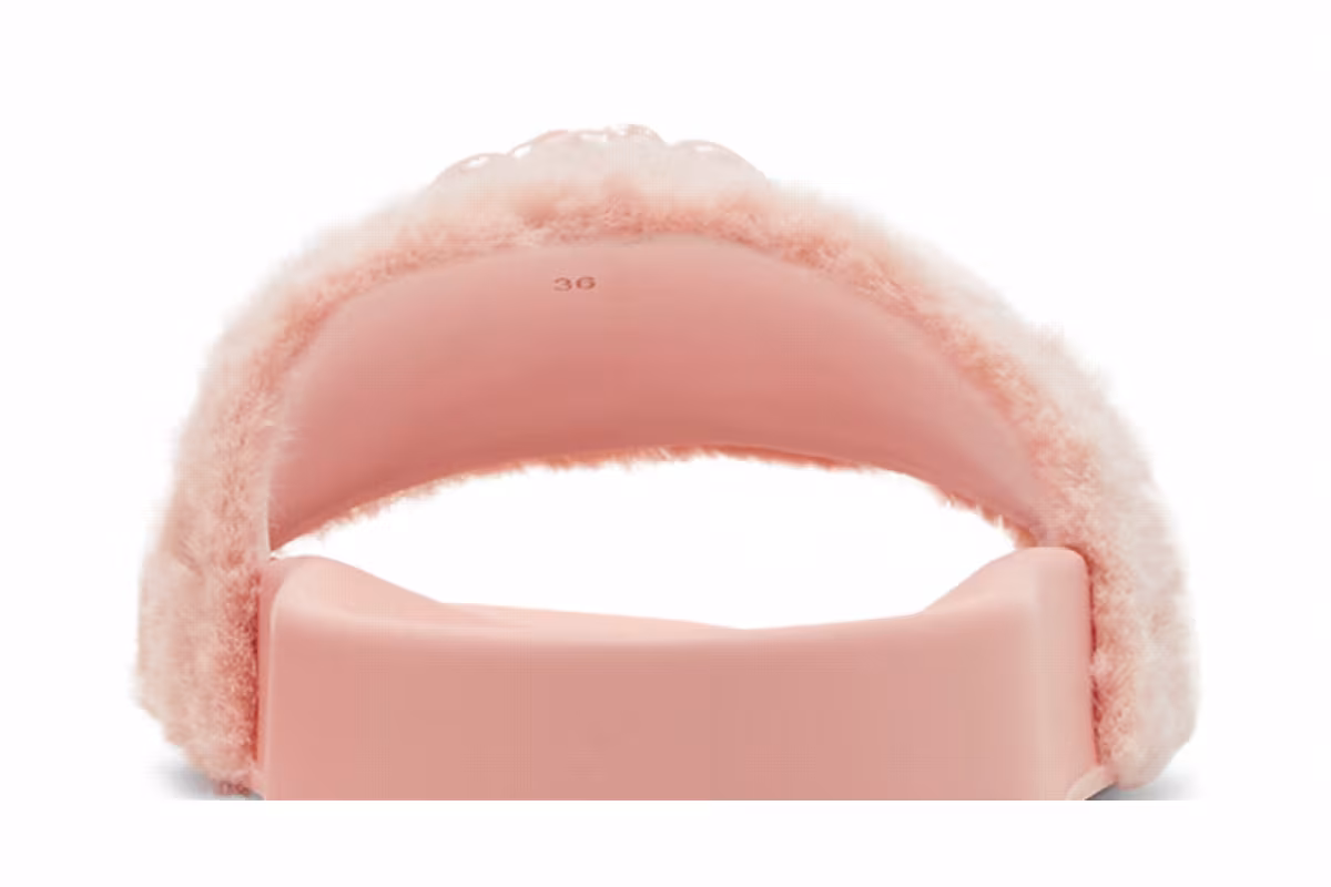 Versace Women's La Medusa Faux Fur Slide Pale Pink, view 8