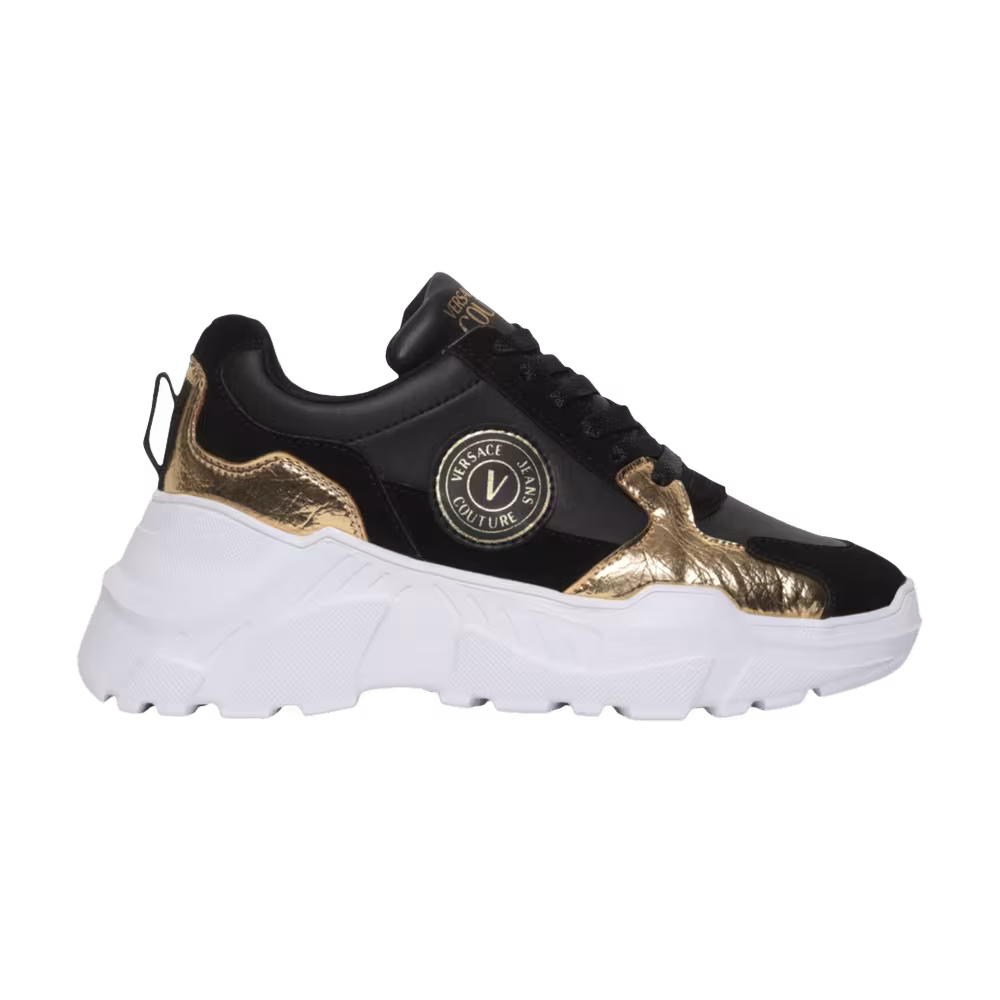 Versace Women's Speedtrack Sneaker V-Emblem - Black Gold