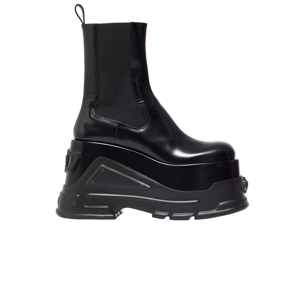 Versace Women's Leather Platform Boot Black