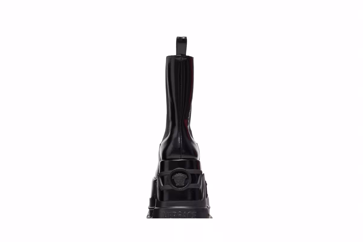 Versace Women's Leather Platform Boot Black, view 8