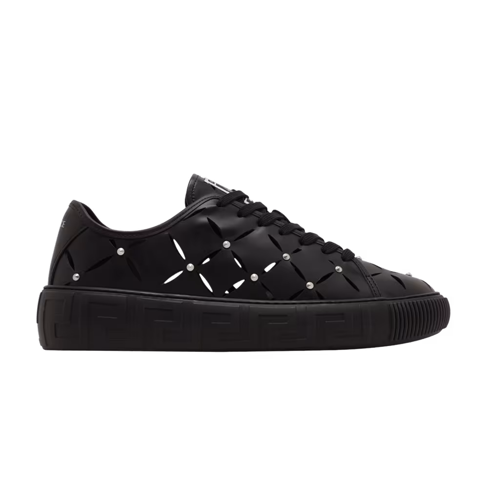 Versace Greca Sneaker Cut-Out Stud - Black