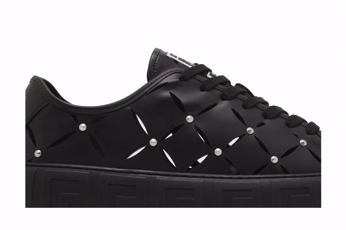 Versace Greca Sneaker Cut-Out Stud - Black, view 3