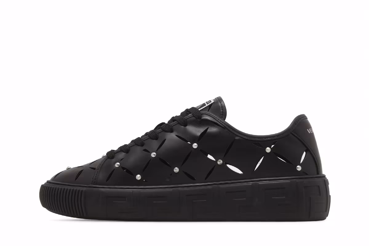 Versace Greca Sneaker Cut-Out Stud - Black, view 4