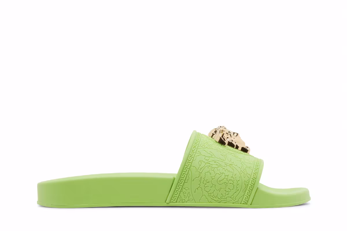 Versace Women's Palazzo Pool Slides Neon Green, view 2