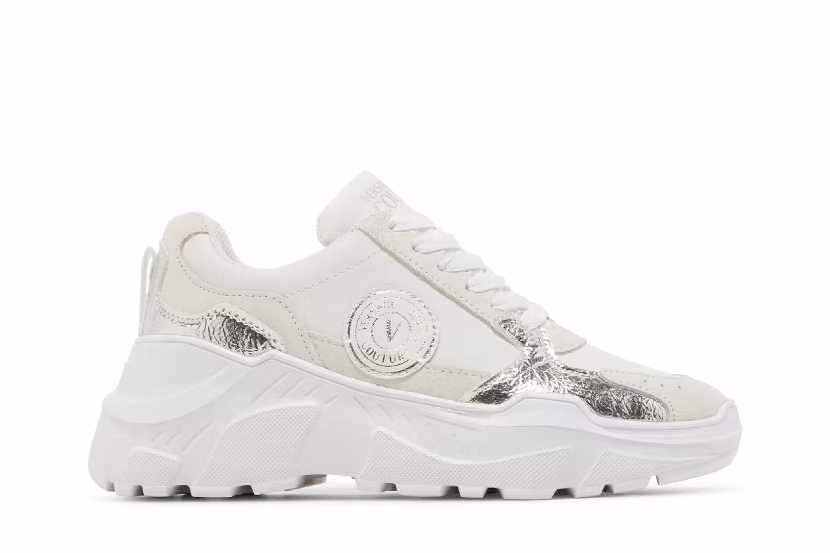 Versace Women's Speedtrack Sneaker V-Emblem - White Silver, view 2