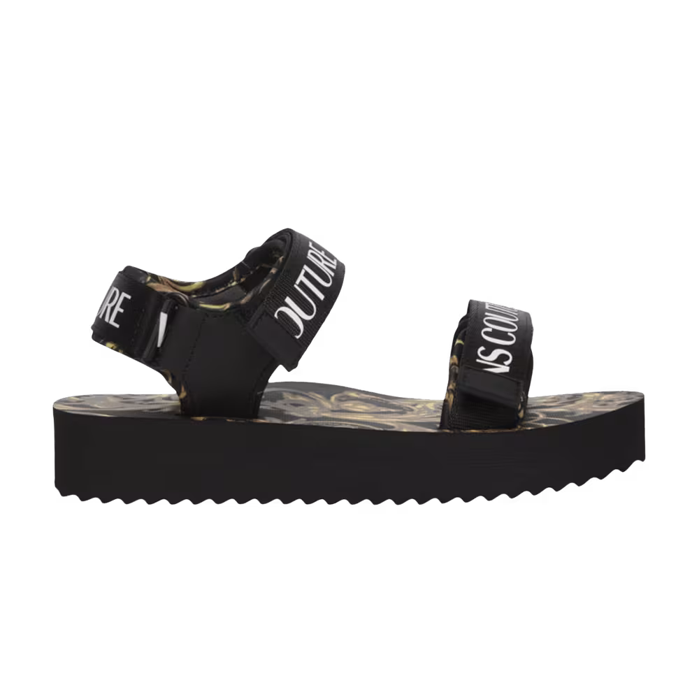 Versace Women's Garland Logo Platform Sandal Baroque Print - Black