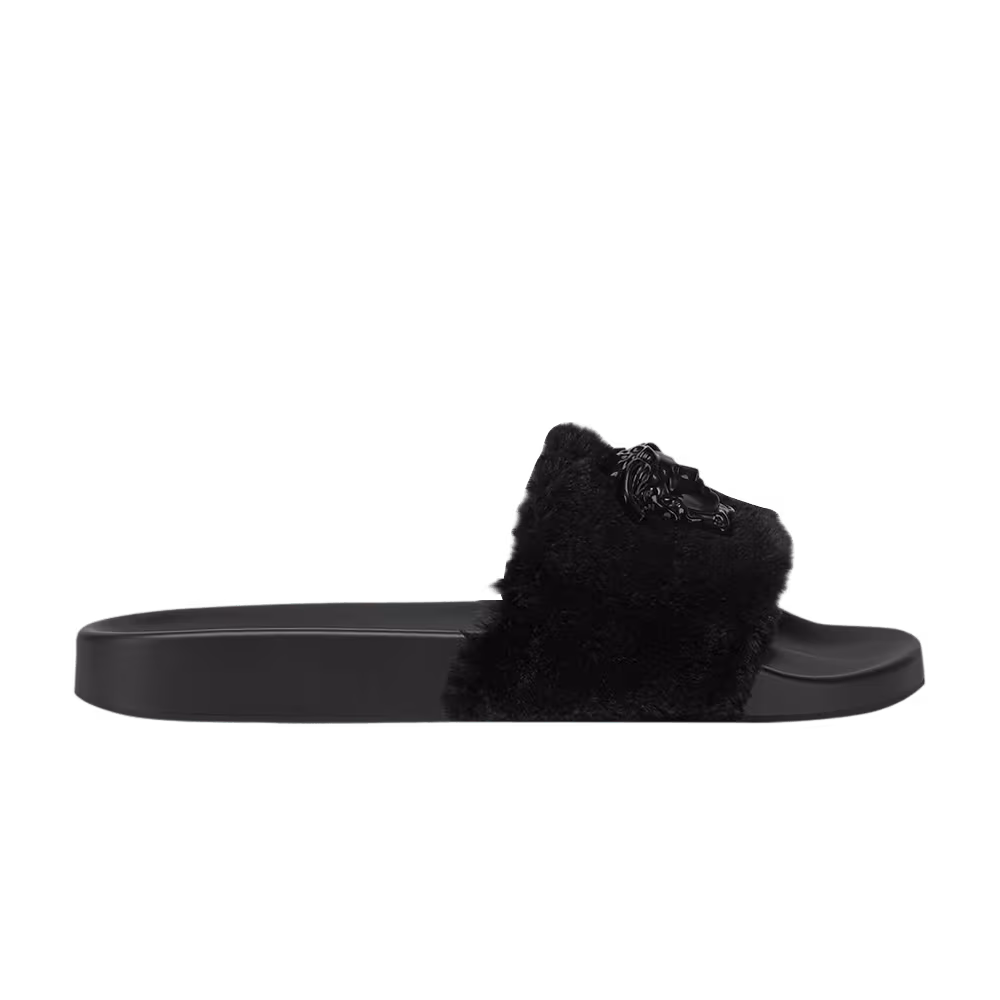 Versace Women's Slide Medusa Fur - Black