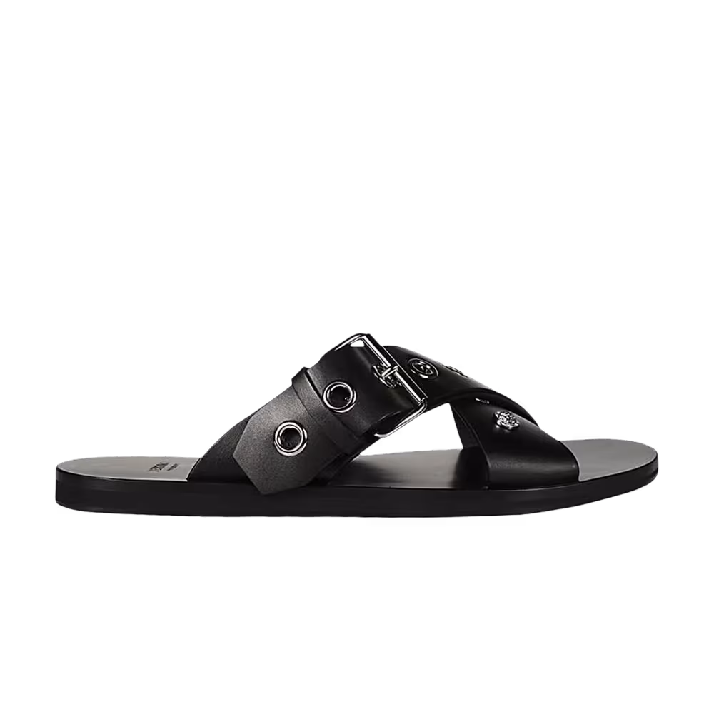 Versace Criss-Cross Sandal Black Palladium Buckle
