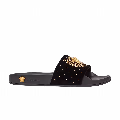 Versace Wmns Medusa Leaves Velvet Slide