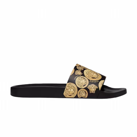 Versace Medusa Stud Leather Slide 'Medusa Coin'