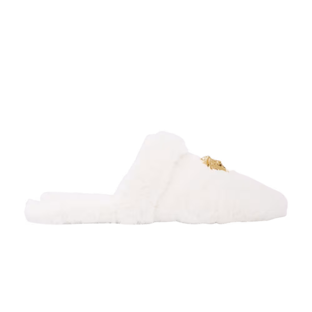 Versace Women's Faux Fur Palazzo Slippers White