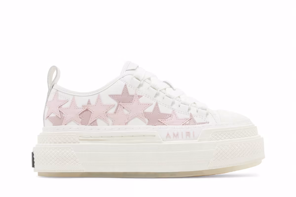 Amiri Women's Stars Platform Court Low White Pink, view 2