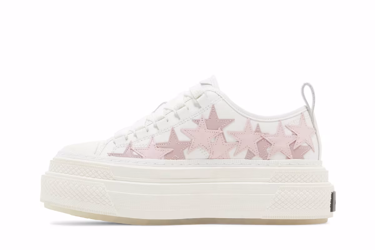 Amiri Women's Stars Platform Court Low White Pink, view 4