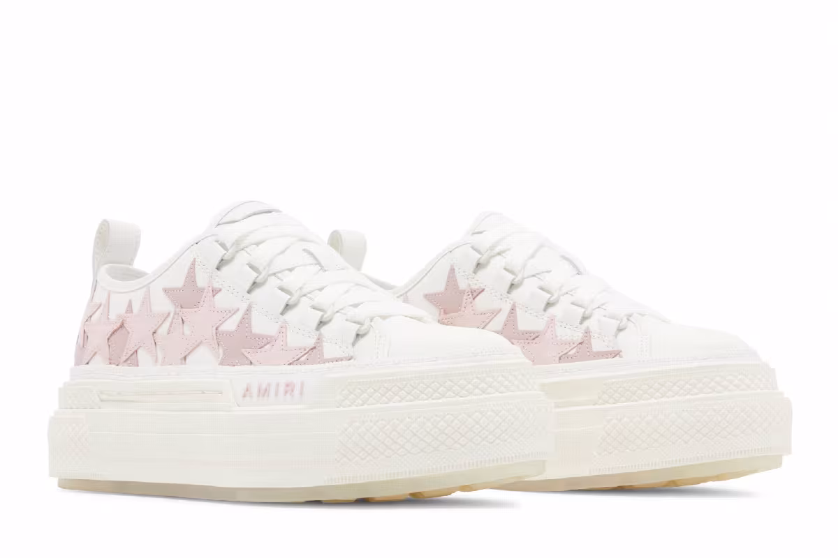 Amiri Women's Stars Platform Court Low White Pink, view 9