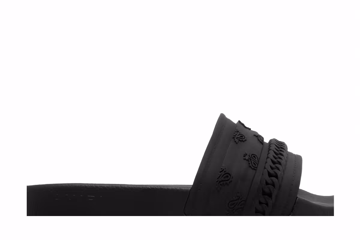 Amiri Bandana Chain Pool Slide Black Paisley, view 3