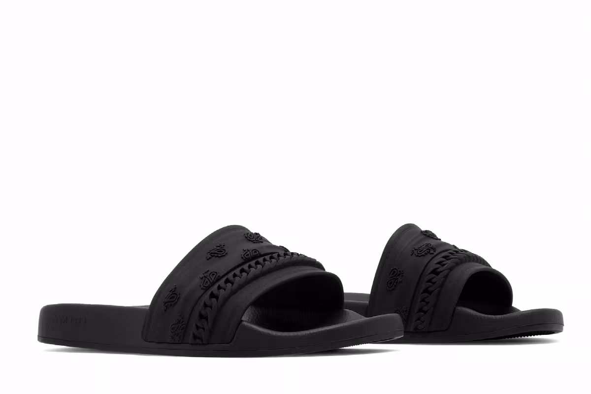 Amiri Bandana Chain Pool Slide Black Paisley, view 9
