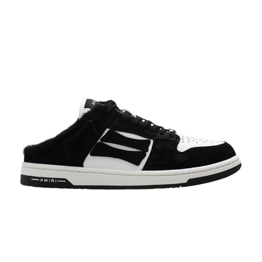 Amiri Women's Skel Top Mule Shearling Black White