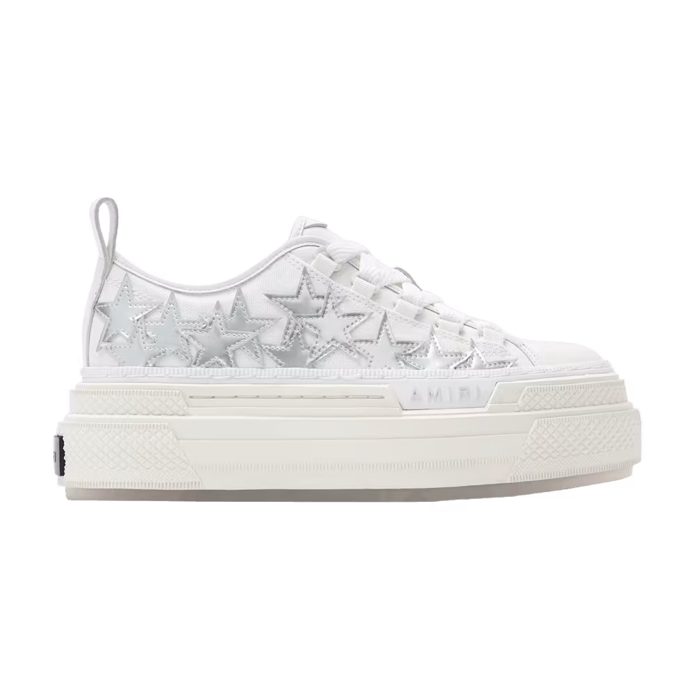 Amiri Women's Stars Platform Court Low White Silver
