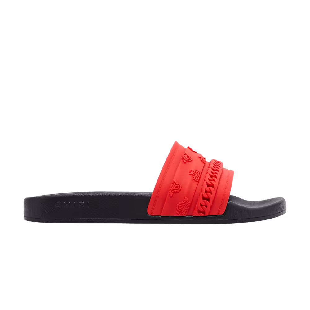 Amiri Bandana Chain Pool Slide Red Paisley
