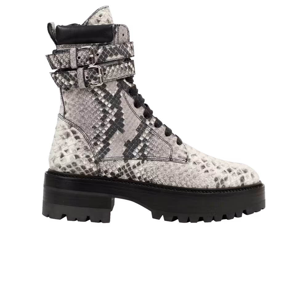 Amiri Women's Combat Boot Embossed Snakeskin - Natural
