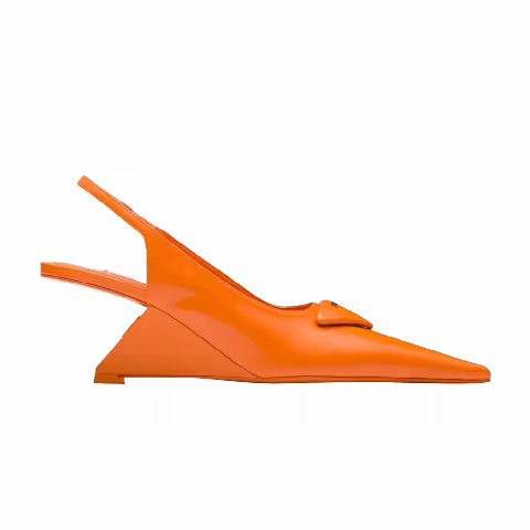 Prada Wmns Brushed Leather Slingback Pumps 'Orange'