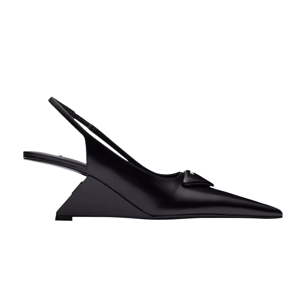 Prada Women's Brushed Leather Slingback Pumps Black