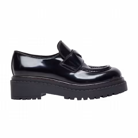 Prada Wmns Brushed Leather Platform Loafer 'Black'