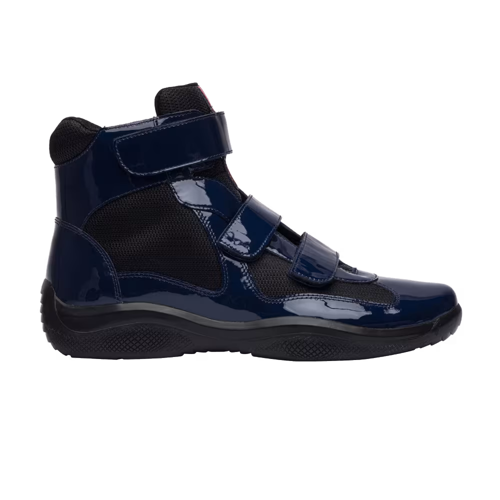 Prada Patent Double-Strap High Top Royal Blue