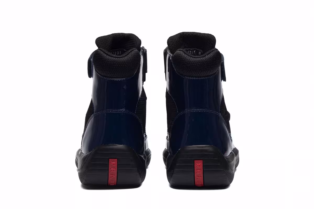 Prada Patent Double-Strap High Top Royal Blue, view 7