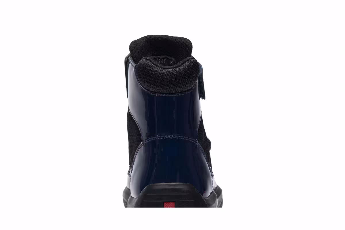 Prada Patent Double-Strap High Top Royal Blue, view 8
